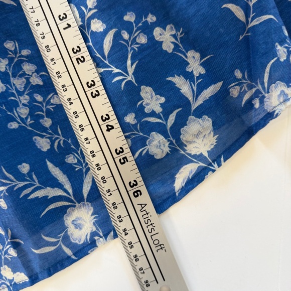 Tuckernuck Dress Womens Large Blue Floral Toile Long Slv Shift - Picture 6 of 14